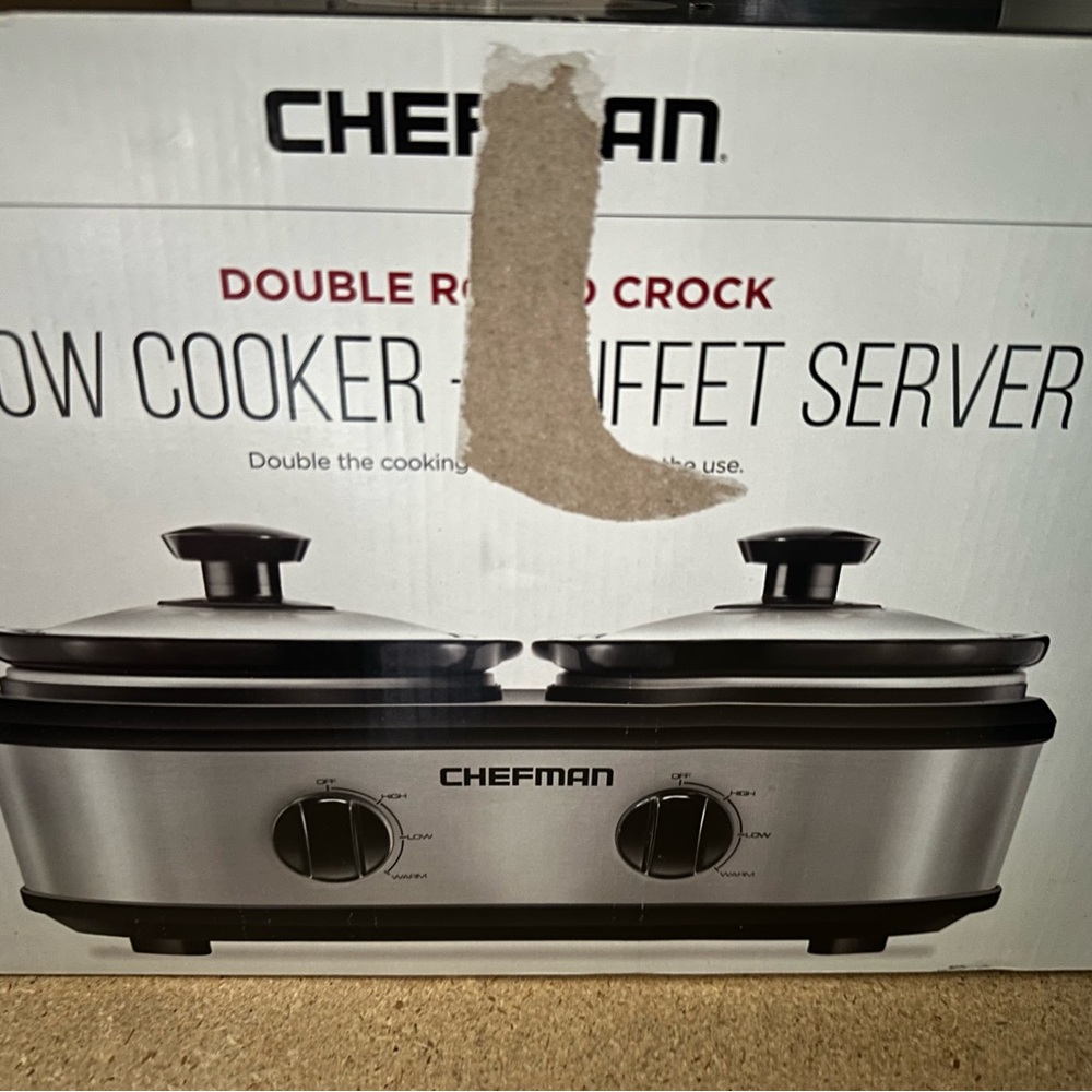 Chefman Silver Double Slow Cooker Buffet Server